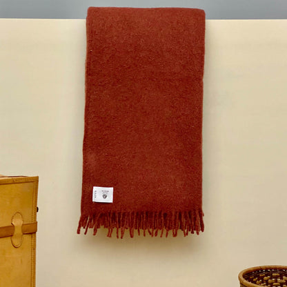 %100 Saf Yün Tek Kişilik Tv Battaniye, Koltuk Örtüsü, Kiremit, 130x170 cm