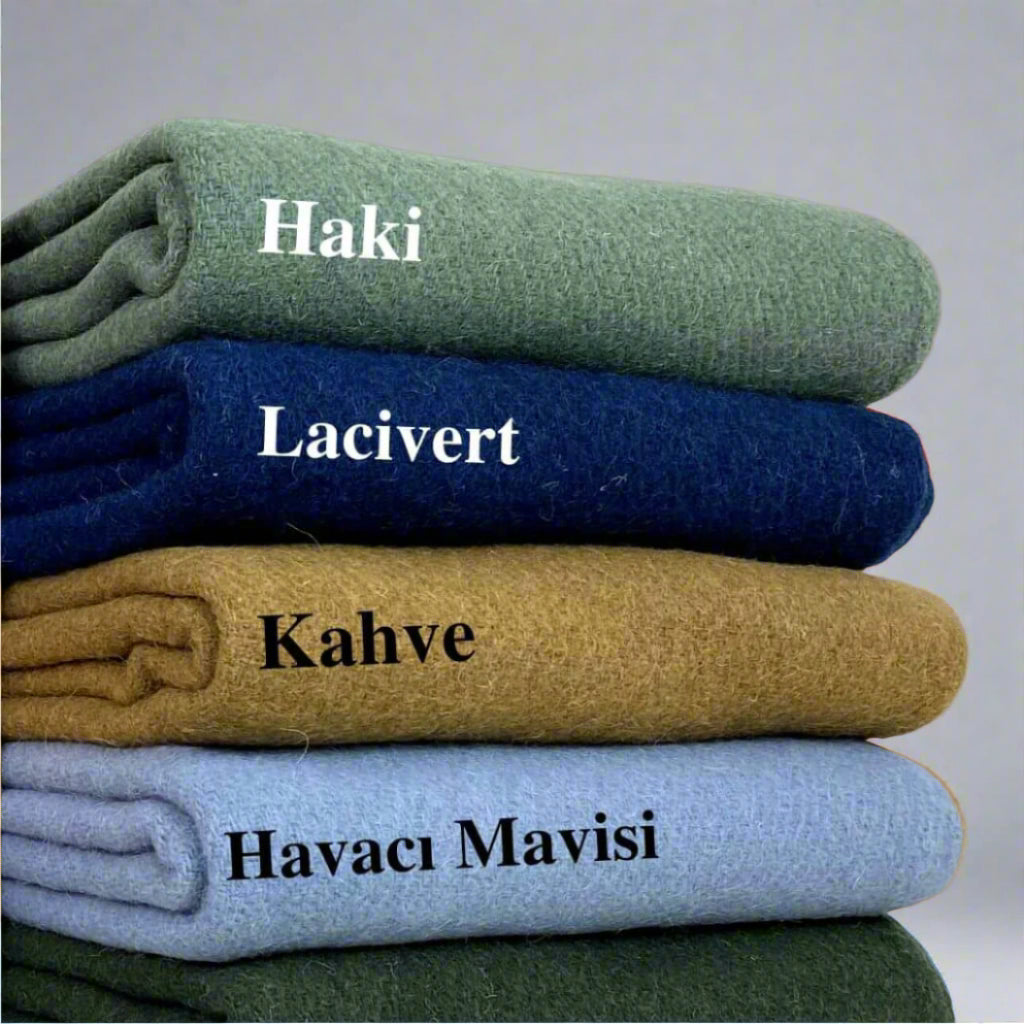 Woolmark Tek Kişilik Saf Yün Battaniye, Tv Battaniyesi, Haki, 130x170 cm