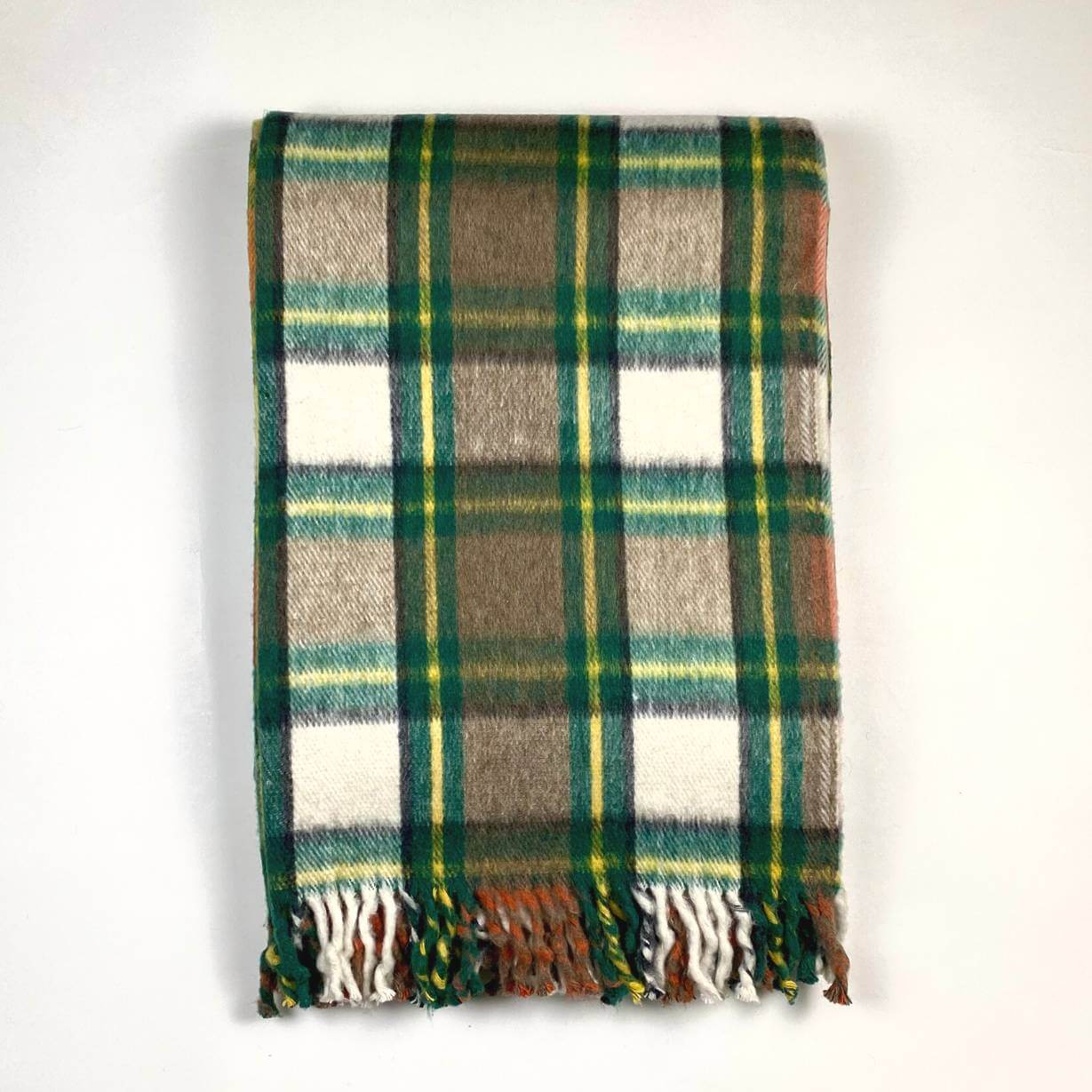 Scotch Çift Taraflı Tek Kişilik Yün Ekose Battaniye/Yatak Örtüsü Kiremit Krem, 160x220 cm