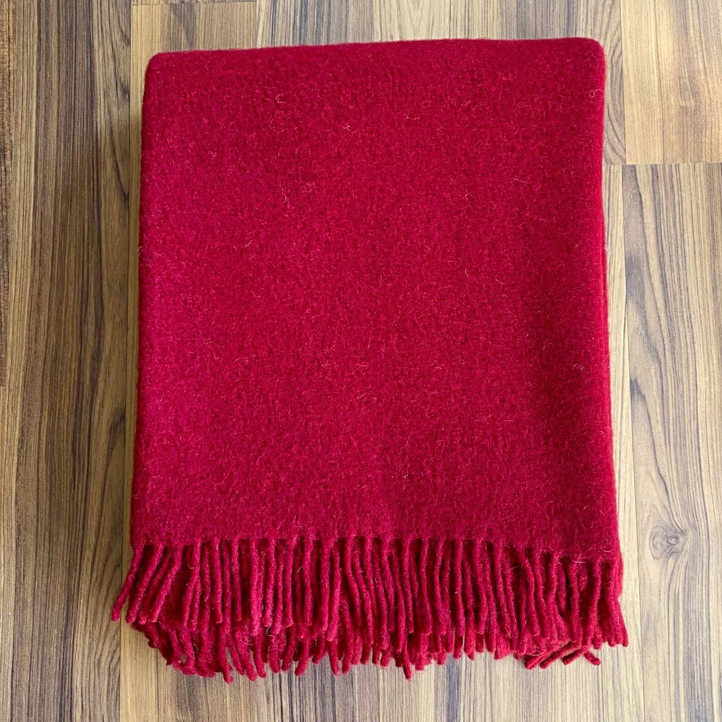 %100 Saf Yün Tek Kişilik Tv Battaniye, Koltuk Örtüsü, Kırmızı, 130x170 cm