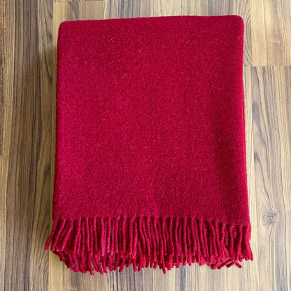 %100 Saf Yün Tek Kişilik Tv Battaniye, Koltuk Örtüsü, Kırmızı, 130x170 cm